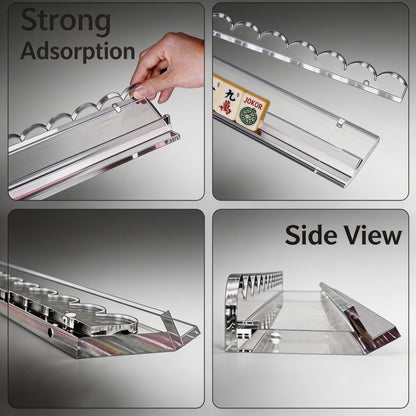 Crystal Clear Scalloped Mahjong Racks with Magnetic Pushers